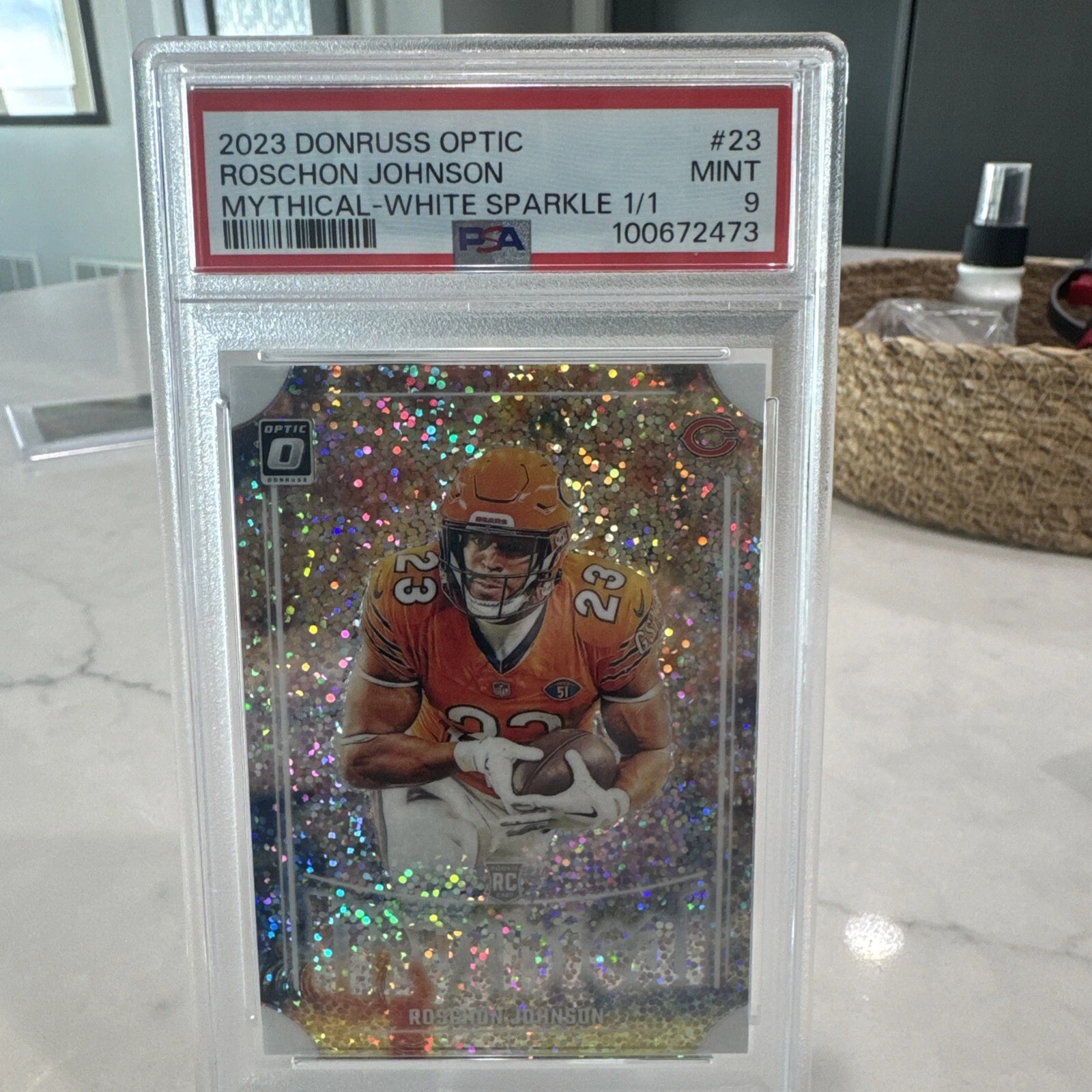 Roschon Johnson Panini Donruss Optic Mythical #23 White Sparkle 1/1