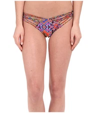 LULI FAMA GIPSY SOUL CRISSCROSS RUCHED BRAZILIAN SWIM BOTTOMS MULTI SMALL $88