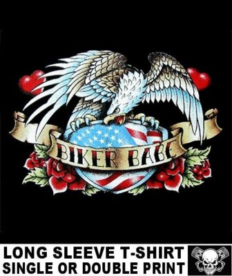 GIRL BIKER BABE MOTORCYCLE RIDER AMERICAN EAGLE FLAG TATTOO STYLE T-SHIRT XT33