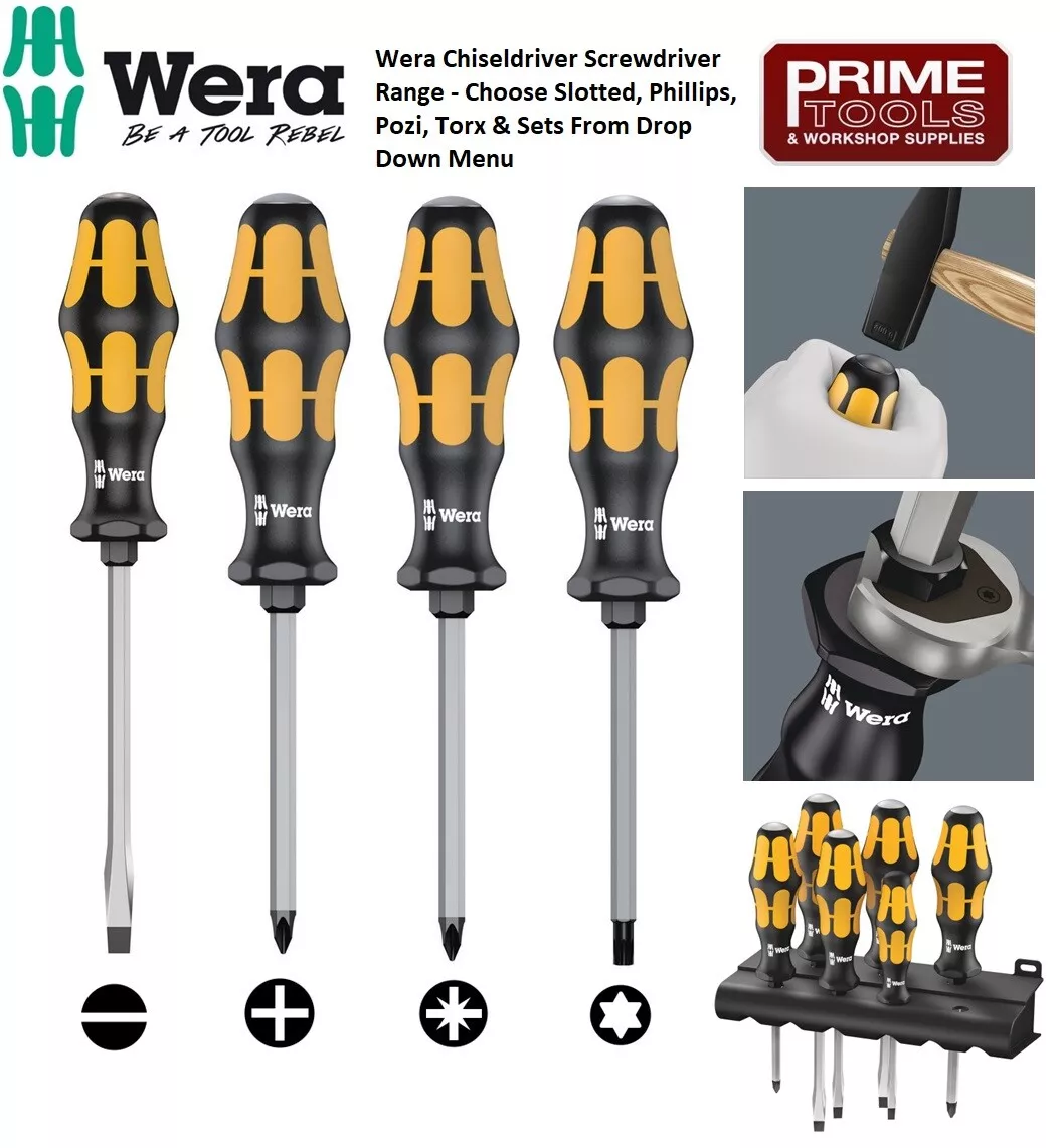 Wera Chiseldriver Hammer Thru Impact Screwdriver Slot Phillips Pozi Torx Sets