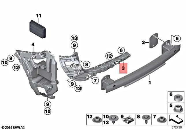 Genuine BMW X3 F25 X3 18d 20dX Mounting Bumper Middle Rear Right  