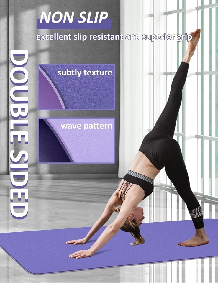 Innhom Estera de Yoga Antideslizante 8mm para Mujer Hombre, Estera de Entrenamiento Pilates con Correa Foto 3 de 4