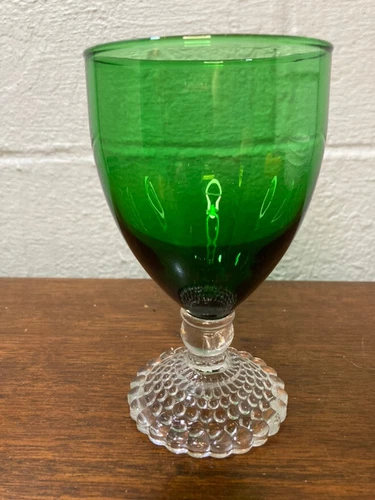 Anchor Hocking Forest Green Bubble Burwick Boopie Depression Water Goblet Glass