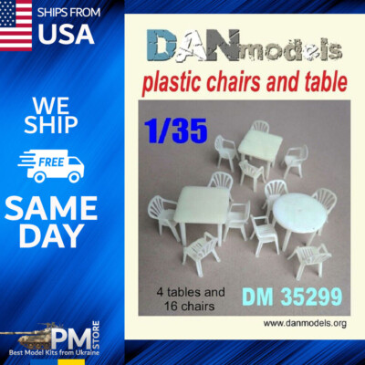 Dan Models 35299 Plastic chairs and table. 4 tables and 16 chairs 1/35 scale