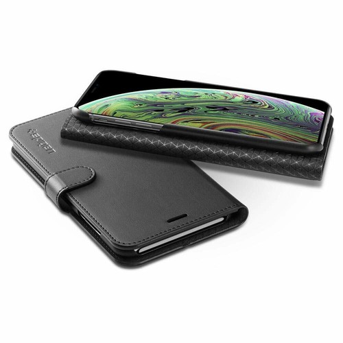 Spigen Wallet S Card Pocket Kickstand Leather Foldable Cover For iPhone XS XCase - Picture 2 of 5
