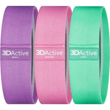 3DActive Fabric Resistance Bands Set Legs Glutes Butt Wide Non-Slip Glute Band