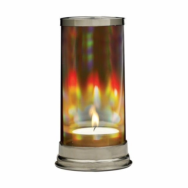 Hand Blown Crystal Rainbow Prism Hurricane Lantern Tea Light Candle