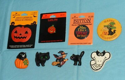 vintage Hallmark and Fun World HALLOWEEN PIN PINBACK BUTTON LOT 