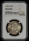 1952-D 50c Franklin Silver Half Dollar - Mint Set Toning - NGC MS 66 FBL - X6222