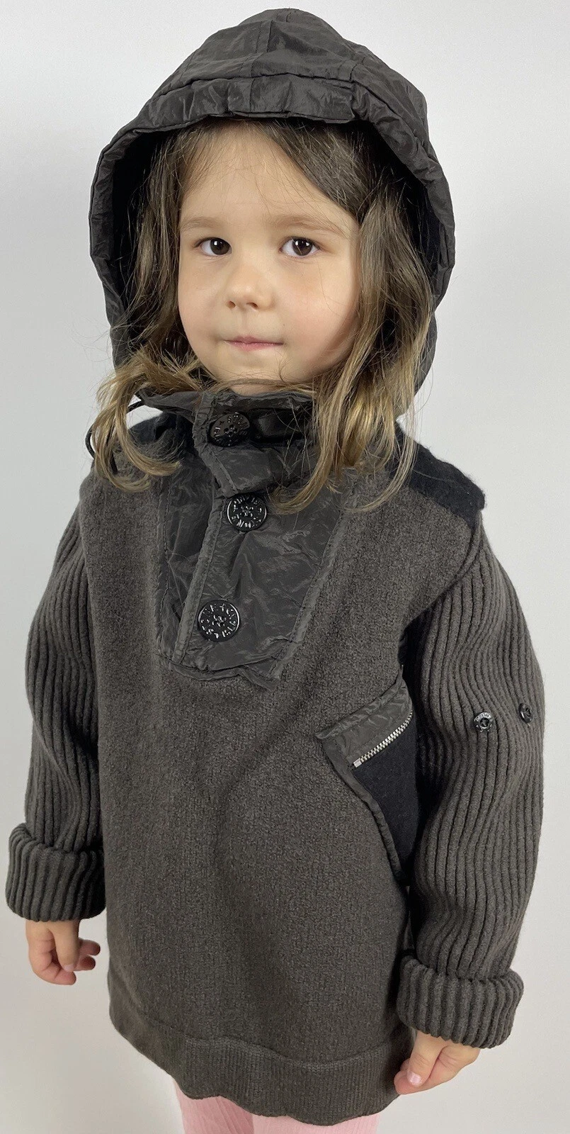 Maglione Stone Island Junior ragazzo lana cashmere lavorato a maglia marrone taglia 6 anni