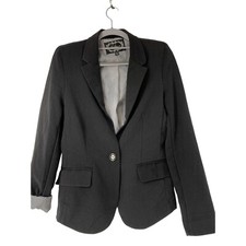 Womens Ambiance Black Career Jacket Blazer Size S Cuffable Sleeve 5096