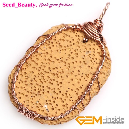 Assorted Color Stone Lava Rock Rose Gold Chakra Leather Pendant Necklace Gift - Picture 19 of 23