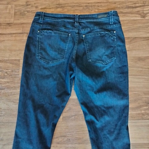 Hebilla Negra Hombre Talla 33 x 31 Ajuste No. Pantalones de mezclilla ajustados 76 elásticos lavado oscuro - Imagen 4 de 8