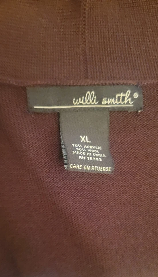 Suéter WILLI SMITH Mezcla de Lana Marrón Suave Cuello Abierto Texturizado Cable 3/4 Slv XL Foto 4 de 4