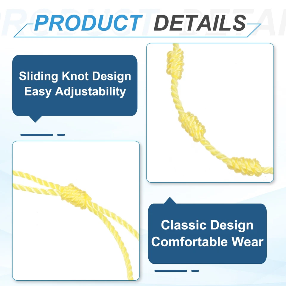 Pulsera 10 Piezas 7 Nudos Hecha a Mano Cuerda Ajustable Cordón de Protección Amarillo Foto 3 de 4