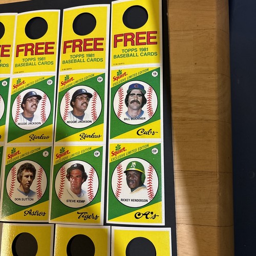 1981 Topps SQUIRT Baseball COMPLETE SET 22 Uncut Panels Rickey Henderson - Picture 5 of 10