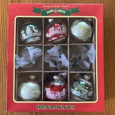 Christoper Radko Glass Christmas Ornaments Shiny Brite 2.5" Box of 6  READ 