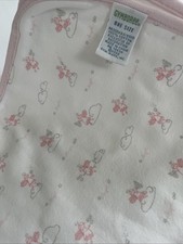 VTG Gymboree 2002 Sleepy Time Angel Reversible Blanket Pink White Clouds Stars