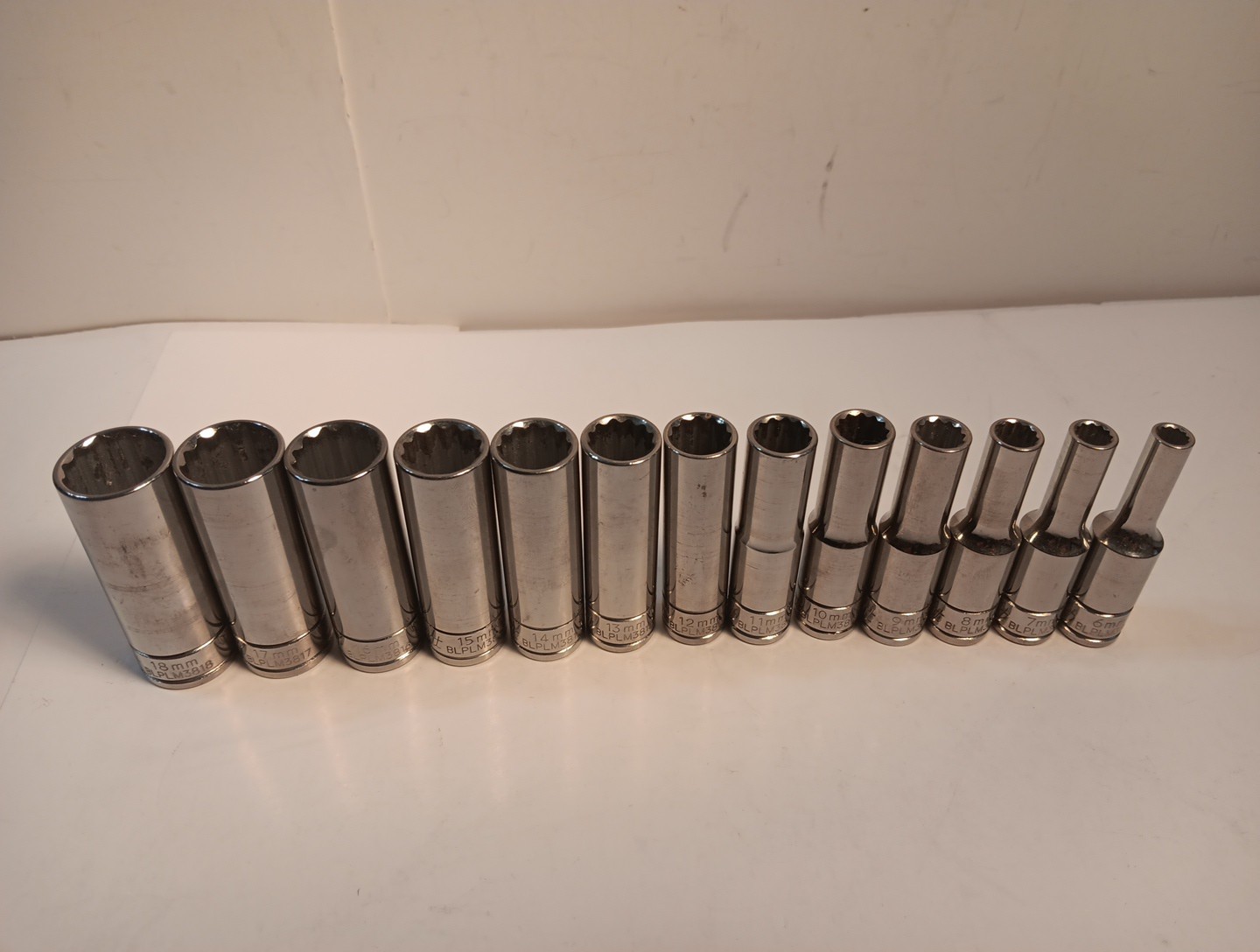 Blue Point 13 Pc 3/8” Drive Deep Metric Socket Set 6mm-18mm 12pt BLPLM Tool Xlnt