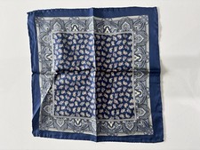 Tie Rack 100% Silk Pocket Square Navy Blue Paisley Made In Italy Handkerchief