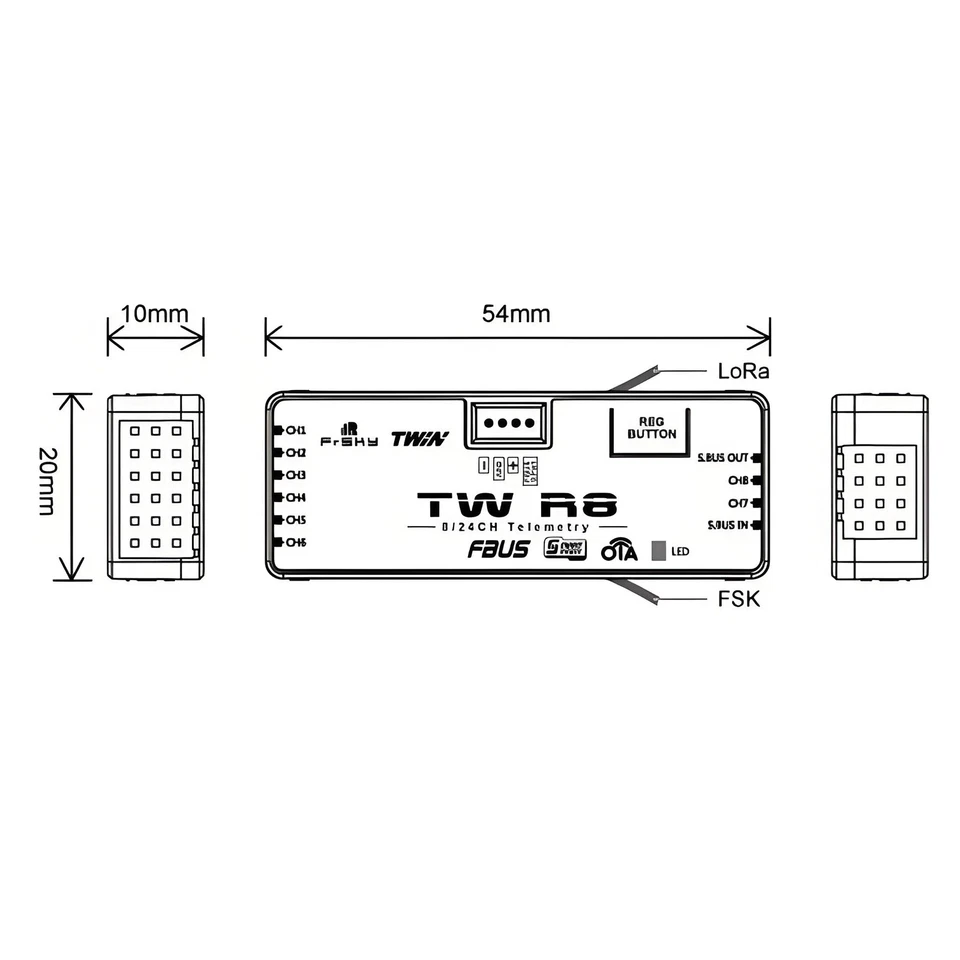 FrSky TW R8 Dual Band Empfänger für RC Drohne Flugzeug 2.4GHz 8CH PWM SBUS - Bild 4 von 4