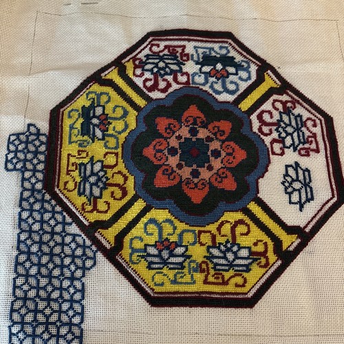 Hand Painted Needlepoint canvas by Sacred Lotus ? Partial Paternayan Yarns Read - Picture 2 of 11