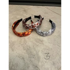 Halloween Satin Knot Headbands - Orange, Silver, White NWOT