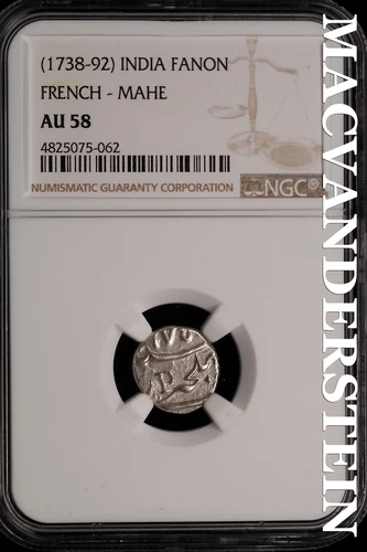 India: (1738-92) French-Mahe Fanon - NGC AU 58 - Scarce  No Reserve  #SLi387