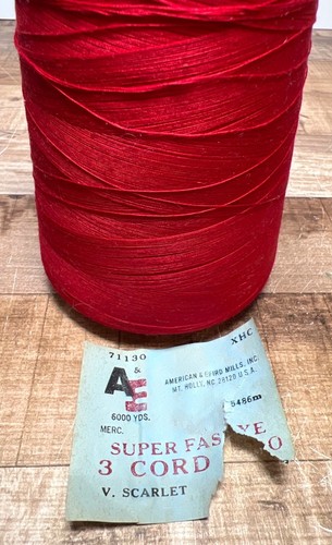 Large Vintage Red Industrial Sewing Thread Cone 6000 Yards Super Fast 3 Cord - Picture 2 of 4
