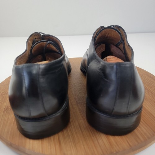 Santoni Classic Oxford Captoe Black Leather Formal Dress Shoes Men's 9.5 D $625 - Afbeelding 8 van 17