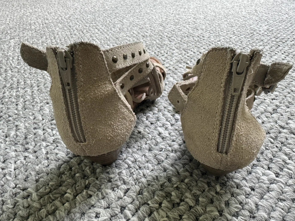 Sandalias Boho Minnetonka Mocasines Mónaco Tostado Gamuza Cuero Flecos Talla 7 Foto 2 de 4