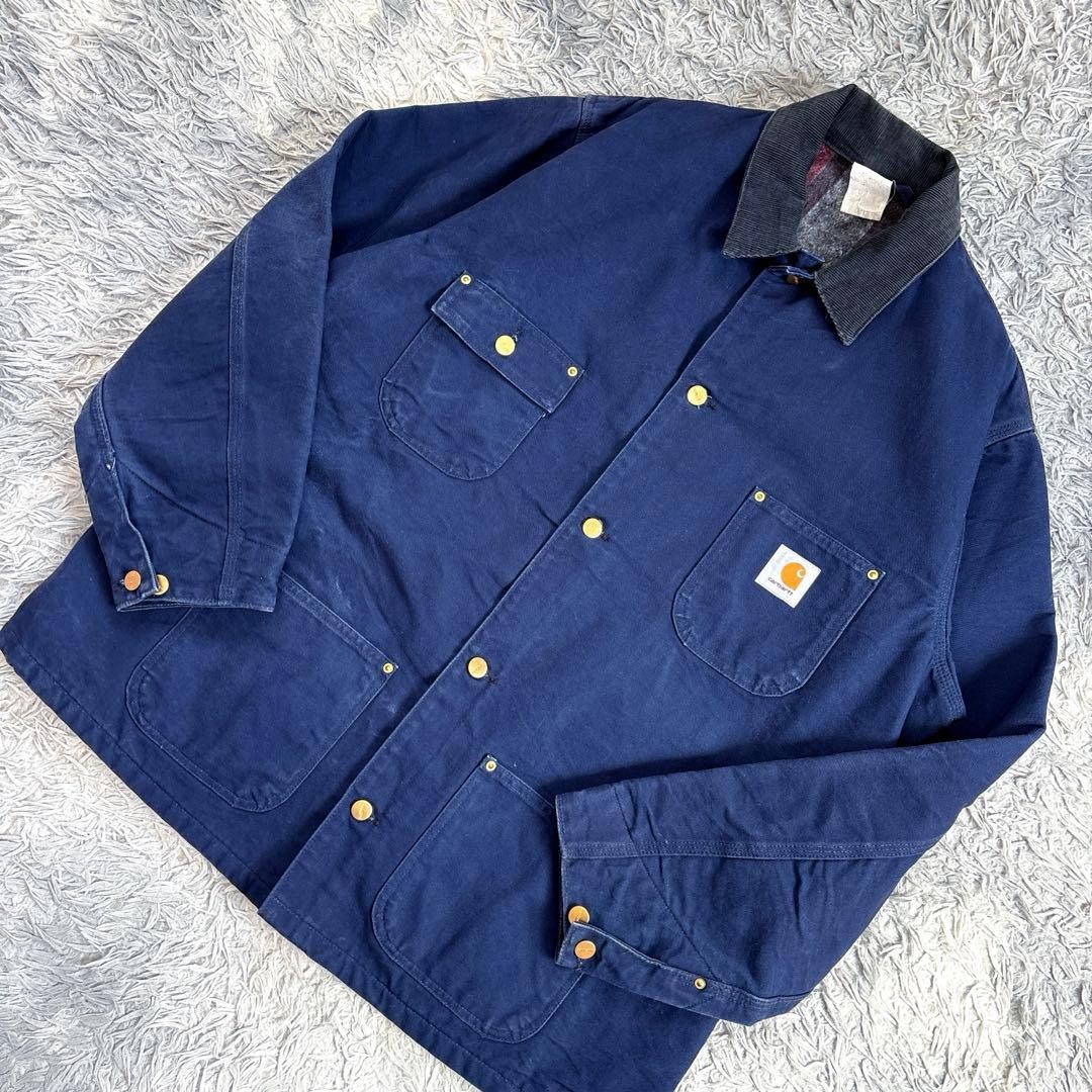 80S Usa Carhartt Carhartt Chore Coat Star Tag Navy No.ch1061 image 2