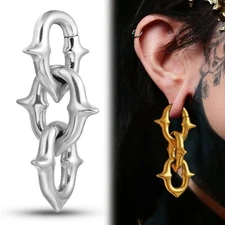 2PCS 316 Stainless Steel Spike Punk Ear Weights Hanger Stretcher Earrings 5mm 4G