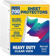 50/200 Pack Heavy Duty Sheet Protectors, Crystal Clear, 8.5x11 Inch Page Protect