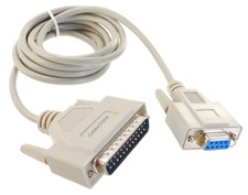 6ft DB9 Female to DB25 Male Straight-through Modem Cable