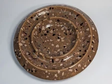 Vintage Ceramic Brown Drip Glaze Ashtray Round Mid Century Modern