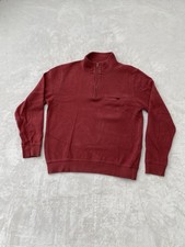 Mens Pendleton 1/4 Zip Pullover Sweater Large Burgundy Long Sleeve Tight Knit