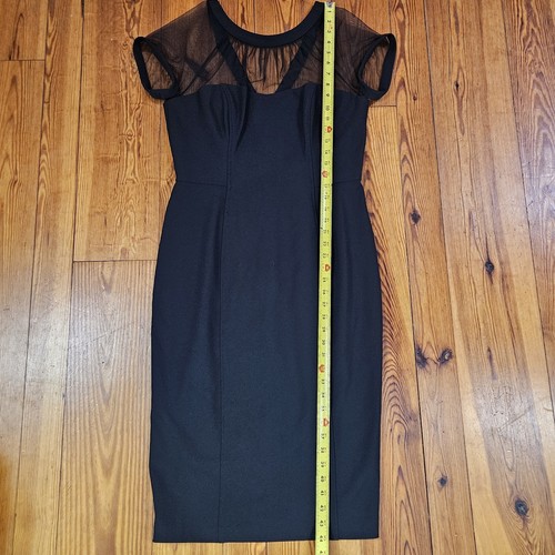 NWOT MAGGY LONDON ILLUSION YOKE CREPE COCKTAIL DRESS BLACK SZ 12 - Picture 11 of 16