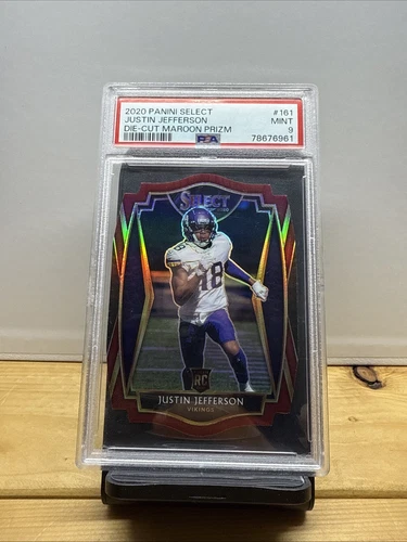 2020 Panini Select - Premier Level Justin Jefferson #161 Maroon Prizm Die-Cut RC