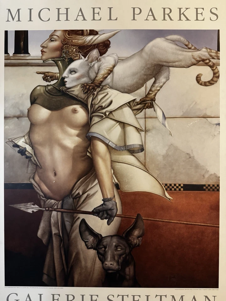 Michael Parkes 1988 Galeria “Stalking” Steltman Amsterdam Impressão 23x33,5 Emoldurada - Imagem 2 de 4