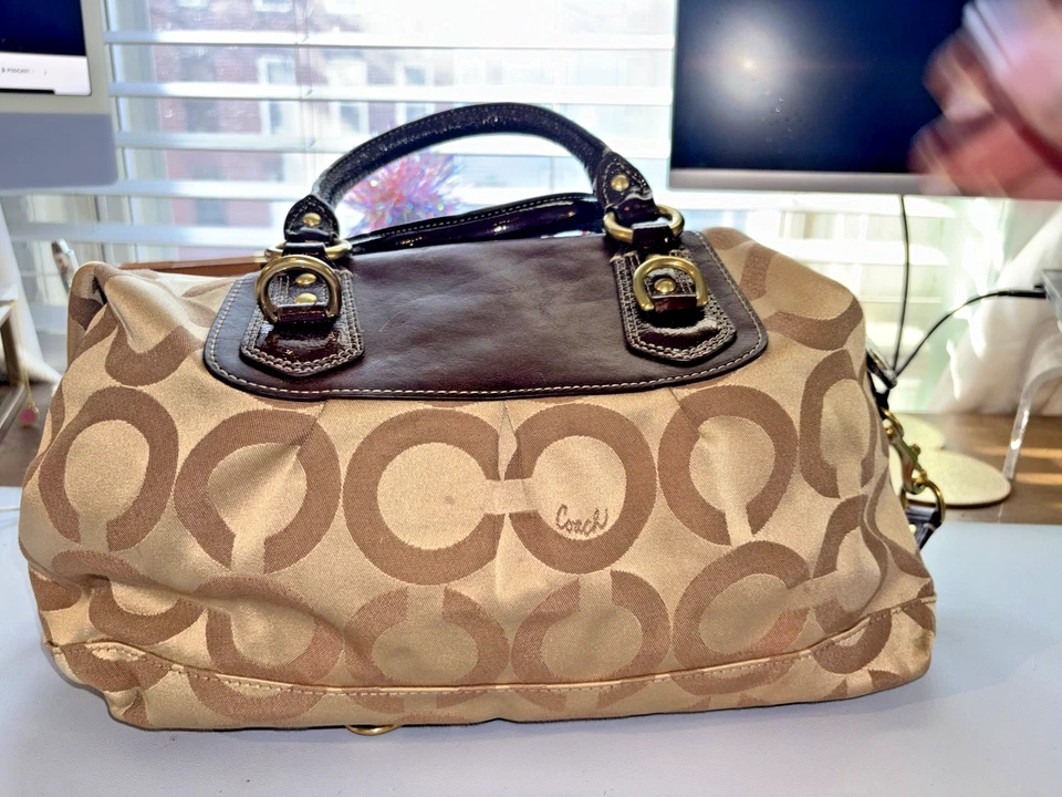Bolso Cartera Coach Madison Signature Op Art Sabrina Marrón/Beige 12943 Foto 2 de 4