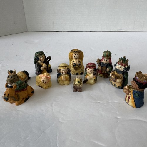 GIFTCO Miniature Sacra Natività Vintage Set 11 Pezzi Polystone - Ottime In Scatola - Foto 2 di 11