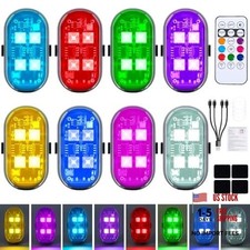 Wireless LED Lights with Remote Control, Upgraded 4LEDs 8 Colors, Interior 8PCS