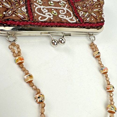 Borsa da sera con perline rame oro metallo accento strass cinturino perline ~ SPEDIZIONE GRATUITA - Foto 4 di 9