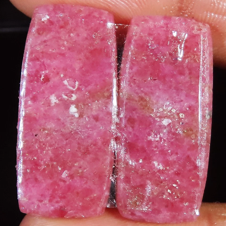 natural RHODONITE pair cushion cabochon loose gemstone 49.75 Cts. (12x27x4 mm) - Image 3 of 4