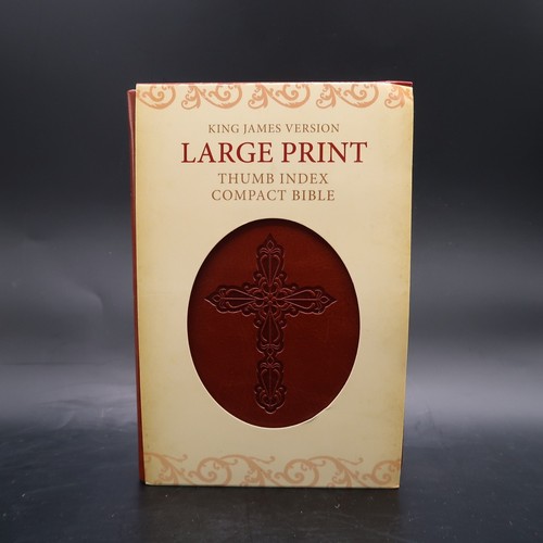 TGS Holy Bible King James KJV Large Print Compact Thumb Index Brown Faux Leather