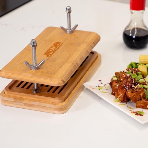 Joyce Chen Bamboo Tofu Press, Built-In Drainage Grate & Removable Drip Tray, - Picture 5 of 8
