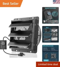 12 Inch Shutter Exhaust Fan - 1400 RPM, Waterproof, Quiet Ventilation Solution