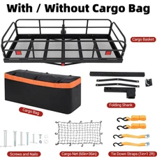 60x24x14" Cargo Carrier Basket for Hitch Mount Supports 500lbs With Net & Straps