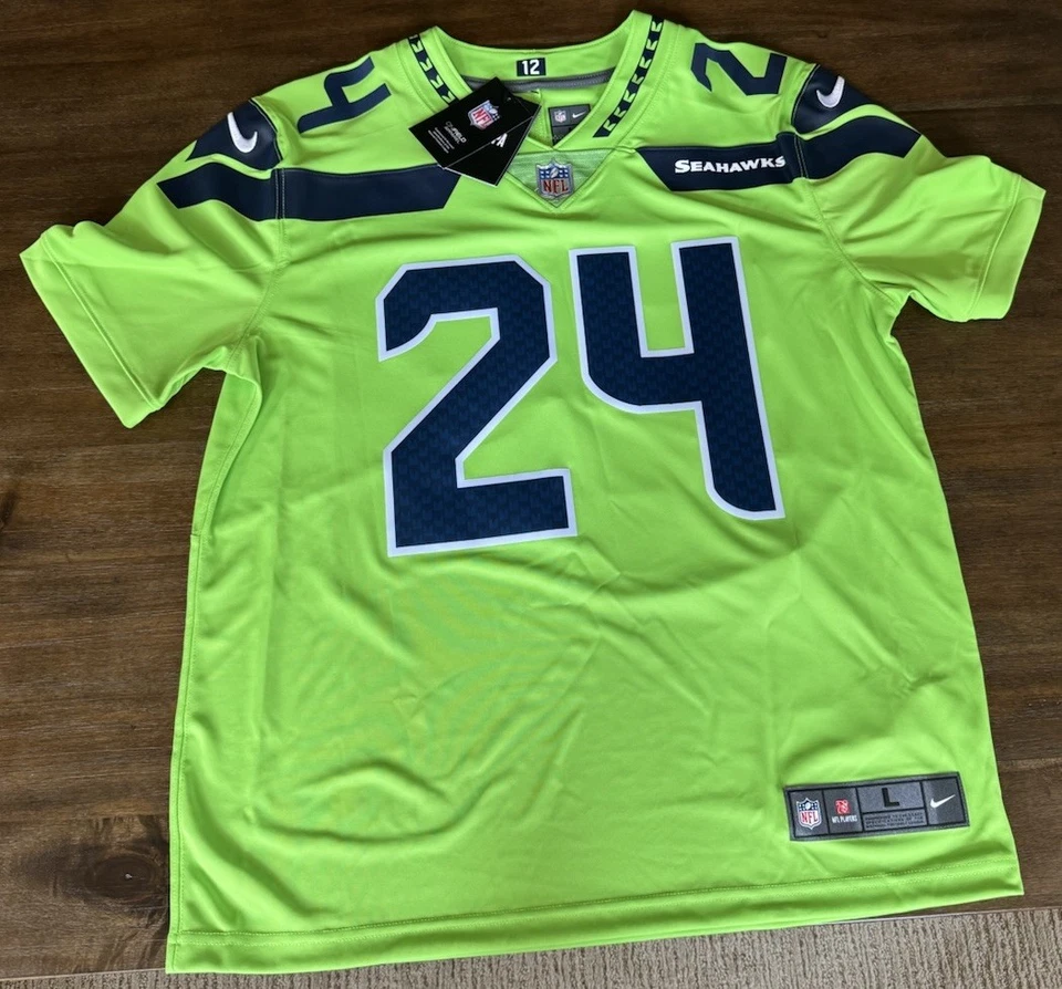 Marshawn Lynch Signed Sea Seahawks Nike Green Limited Jersey NWT & Fanatics COA - Image 3 of 4
